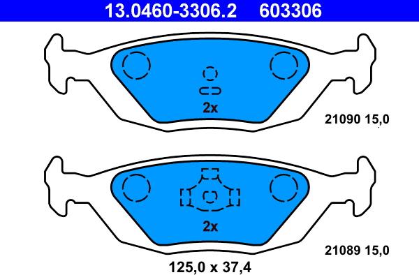 ATE 13.0460-3306.2 - Тормозные колодки, дисковые, комплект parts5.com