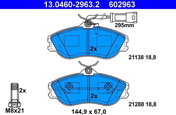 ATE 13.0460-2963.2 - Piduriklotsi komplekt,ketaspidur parts5.com