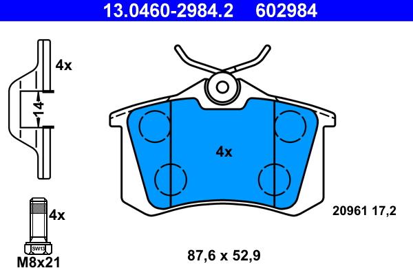 ATE 13.0460-2984.2 - Set placute frana,frana disc parts5.com