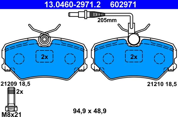 ATE 13.0460-2971.2 - Set placute frana,frana disc parts5.com