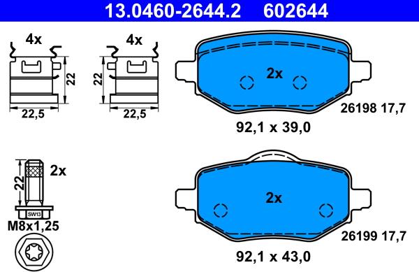 ATE 13.0460-2644.2 - Fren balata seti, diskli fren parts5.com