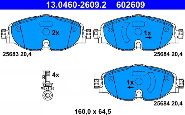 ATE 13.0460-2609.2 - Juego de pastillas de freno parts5.com