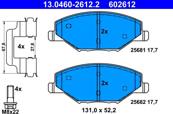 ATE 13.0460-2612.2 - Brake Pad Set, disc brake parts5.com