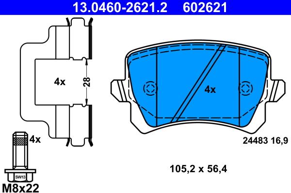 ATE 13.0460-2621.2 - Fren balata seti, diskli fren parts5.com