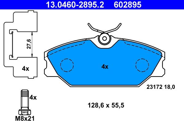 ATE 13.0460-2895.2 - Bremsbelagsatz, Scheibenbremse parts5.com