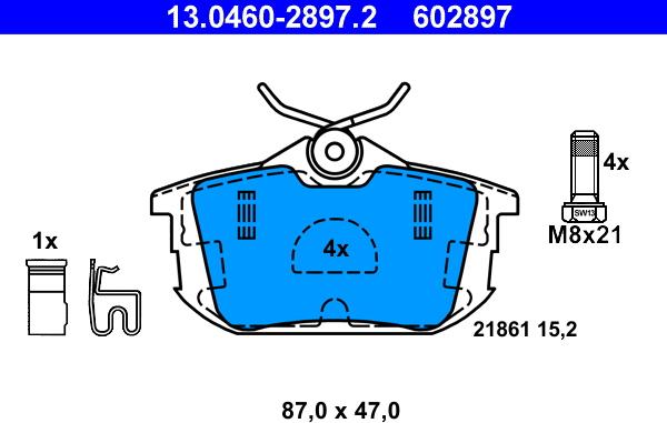 ATE 13.0460-2897.2 - Set placute frana,frana disc parts5.com