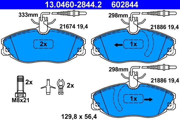 ATE 13.0460-2844.2 - Brake Pad Set, disc brake parts5.com