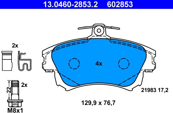 ATE 13.0460-2853.2 - Set placute frana,frana disc parts5.com