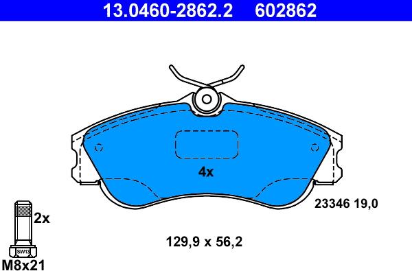 ATE 13.0460-2862.2 - Set placute frana,frana disc parts5.com