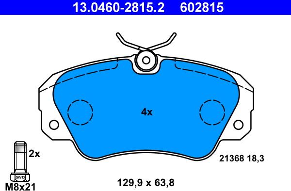 ATE 13.0460-2815.2 - Σετ τακάκια, δισκόφρενα parts5.com