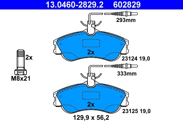 ATE 13.0460-2829.2 - Piduriklotsi komplekt,ketaspidur parts5.com