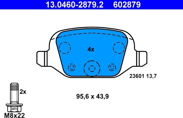 ATE 13.0460-2879.2 - Set placute frana,frana disc parts5.com