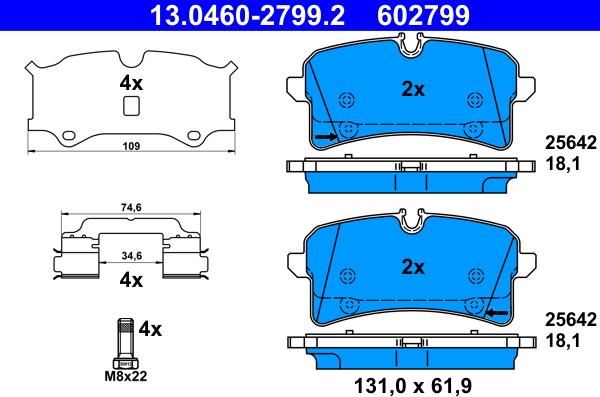 ATE 13.0460-2799.2 - Set placute frana,frana disc parts5.com