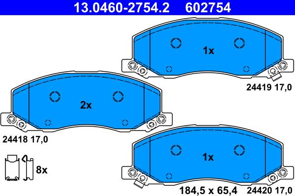 ATE 13.0460-2754.2 - Set placute frana,frana disc parts5.com