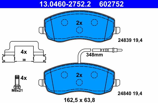 ATE 13.0460-2752.2 - Set placute frana,frana disc parts5.com