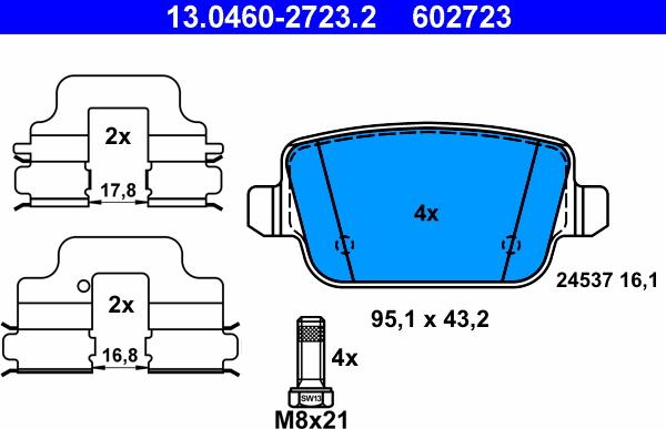 ATE 13.0460-2723.2 - Piduriklotsi komplekt,ketaspidur parts5.com