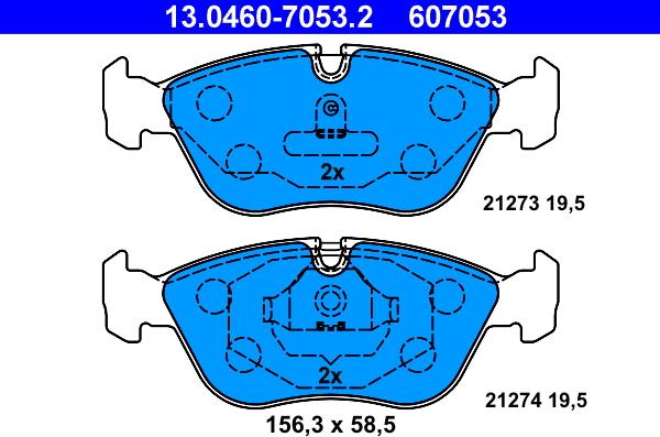 ATE 13.0460-7053.2 - Komplet kočnih obloga, disk kočnica parts5.com