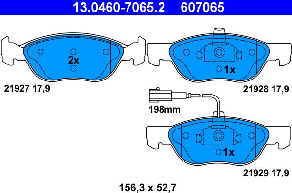 ATE 13.0460-7065.2 - Brake Pad Set, disc brake parts5.com