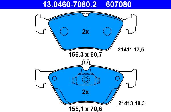 ATE 13.0460-7080.2 - Σετ τακάκια, δισκόφρενα parts5.com