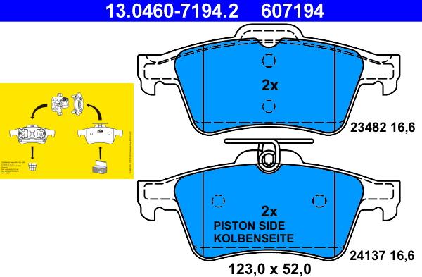 ATE 13.0460-7194.2 - Set placute frana,frana disc parts5.com