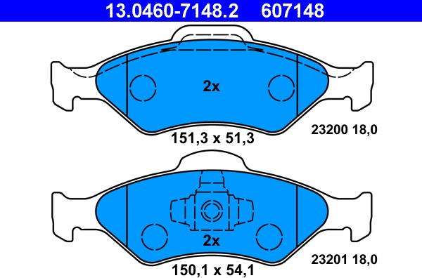 ATE 13.0460-7148.2 - Set placute frana,frana disc parts5.com