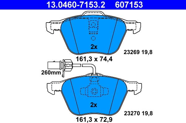 ATE 13.0460-7153.2 - Set placute frana,frana disc parts5.com