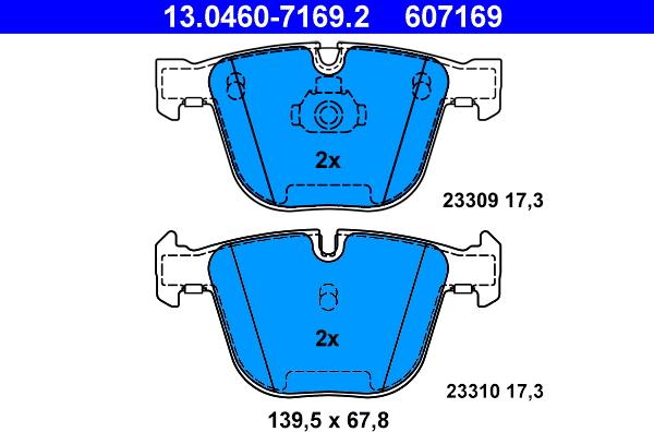 ATE 13.0460-7169.2 - Set placute frana,frana disc parts5.com