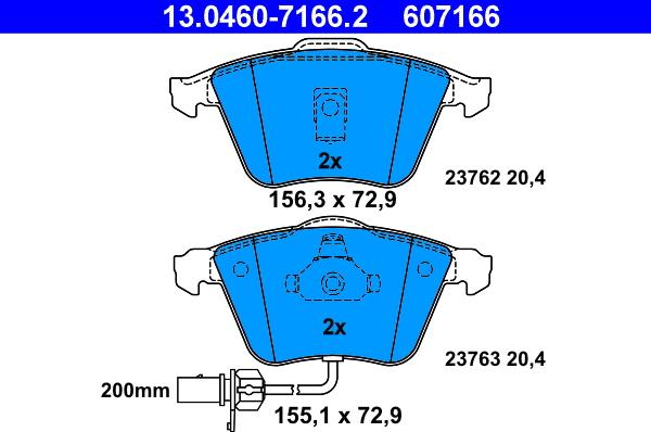 ATE 13.0460-7166.2 - Σετ τακάκια, δισκόφρενα parts5.com