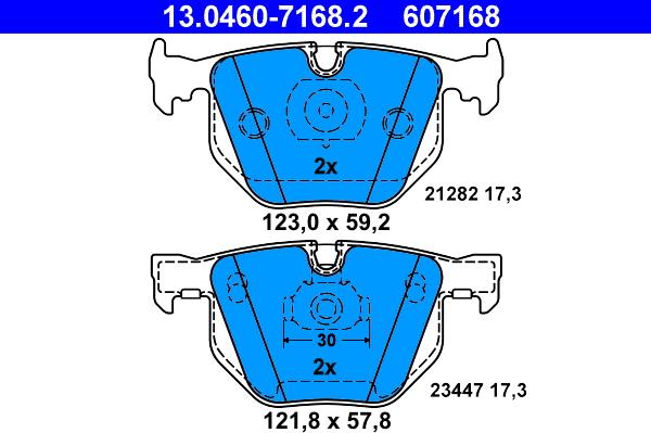 ATE 13.0460-7168.2 - Set placute frana,frana disc parts5.com