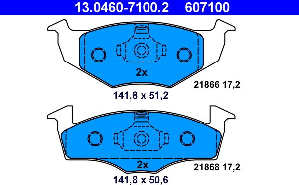 ATE 13.0460-7100.2 - Brake Pad Set, disc brake parts5.com