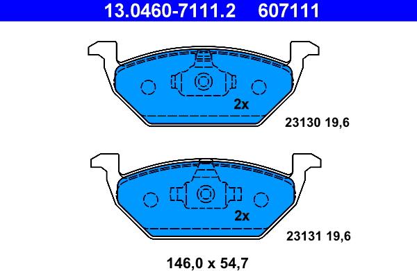 ATE 13.0460-7111.2 - Komplet zavornih oblog, ploscne (kolutne) zavore parts5.com