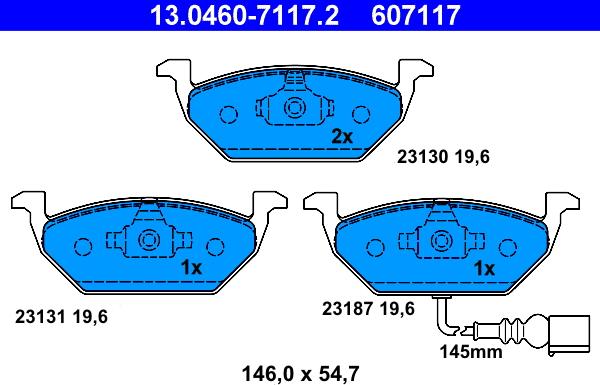 ATE 13.0460-7117.2 - Brake Pad Set, disc brake parts5.com