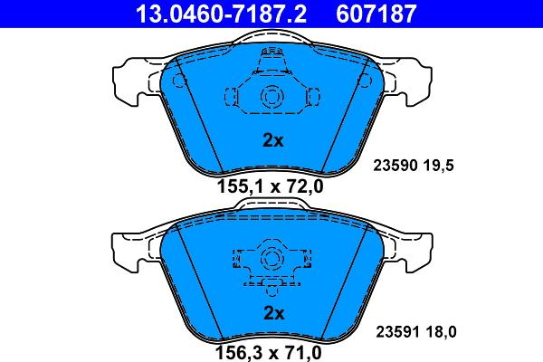 ATE 13.0460-7187.2 - Set placute frana,frana disc parts5.com