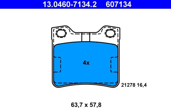 ATE 13.0460-7134.2 - Fékbetétkészlet, tárcsafék parts5.com