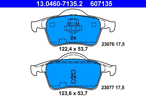 ATE 13.0460-7135.2 - Set placute frana,frana disc parts5.com