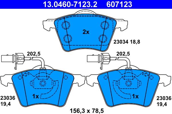 ATE 13.0460-7123.2 - Set placute frana,frana disc parts5.com