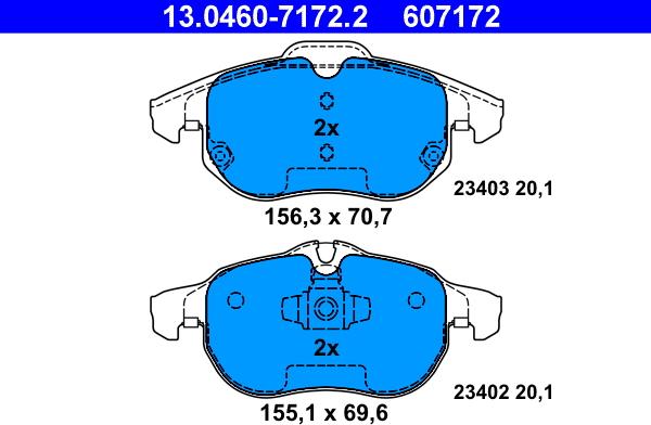 ATE 13.0460-7172.2 - Set placute frana,frana disc parts5.com