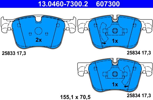 ATE 13.0460-7300.2 - Set placute frana,frana disc parts5.com