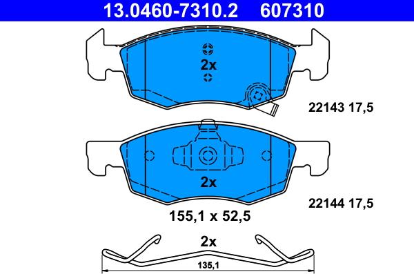 ATE 13.0460-7310.2 - Set placute frana,frana disc parts5.com