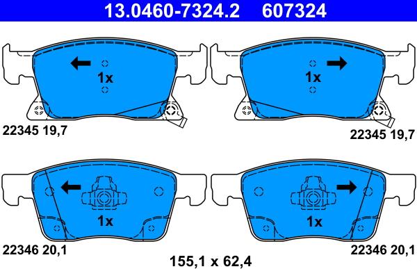 ATE 13.0460-7324.2 - Brake Pad Set, disc brake parts5.com