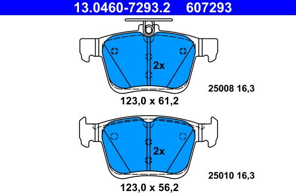 ATE 13.0460-7293.2 - Sada brzdových platničiek kotúčovej brzdy parts5.com