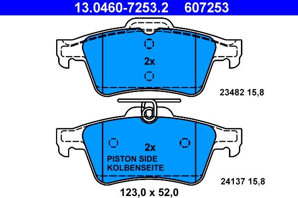 ATE 13.0460-7253.2 - Sada brzdových destiček, kotoučová brzda parts5.com