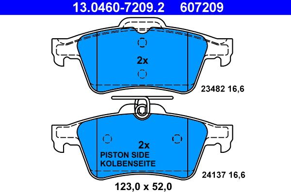 ATE 13.0460-7209.2 - Set placute frana,frana disc parts5.com