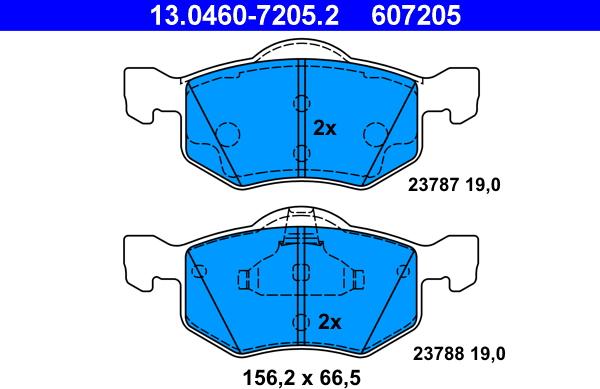 ATE 13.0460-7205.2 - Brake Pad Set, disc brake parts5.com