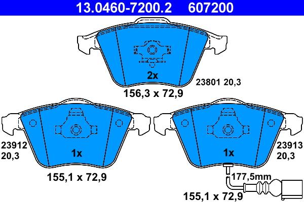 ATE 13.0460-7200.2 - Brake Pad Set, disc brake parts5.com