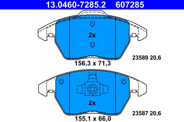 ATE 13.0460-7285.2 - Brake Pad Set, disc brake parts5.com