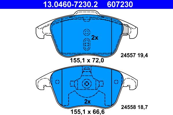 ATE 13.0460-7230.2 - Set placute frana,frana disc parts5.com