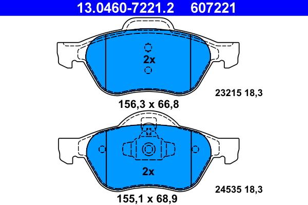 ATE 13.0460-7221.2 - Σετ τακάκια, δισκόφρενα parts5.com