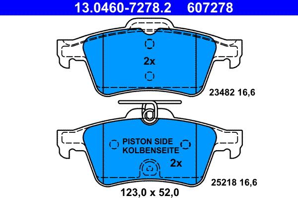 ATE 13.0460-7278.2 - Sada brzdových destiček, kotoučová brzda parts5.com