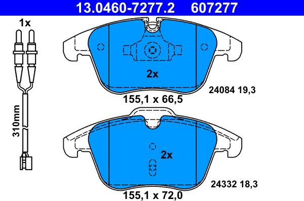 ATE 13.0460-7277.2 - Set placute frana,frana disc parts5.com